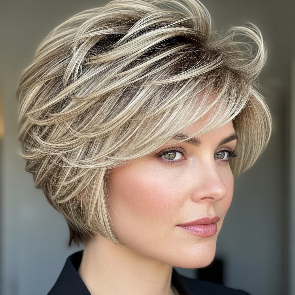 Feathered Short Cut hair