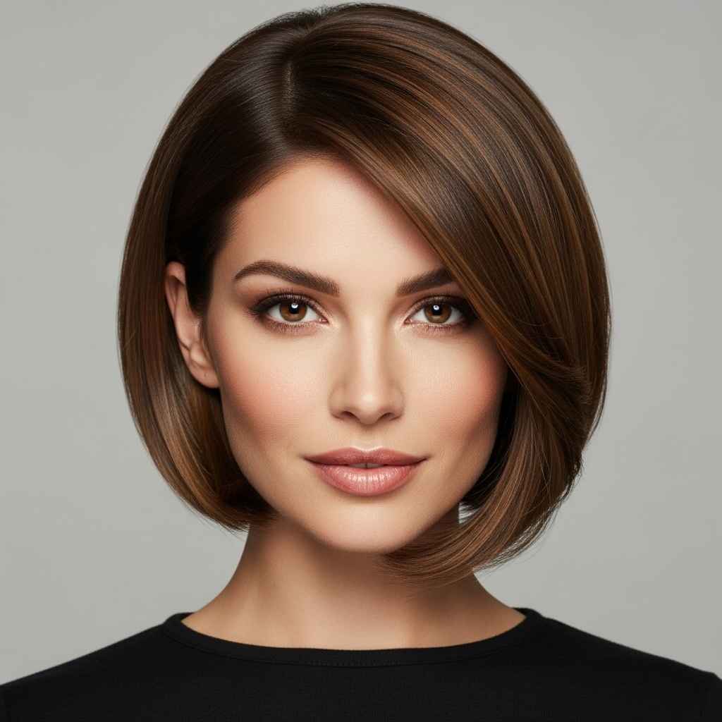 4. Short Bob with Side Part.