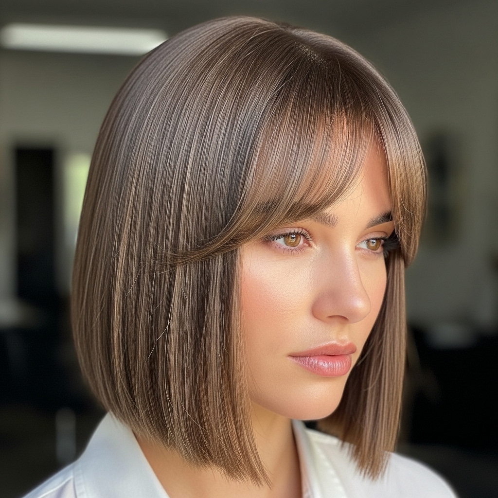 Blunt Bob with Wispy Bangs hairs.