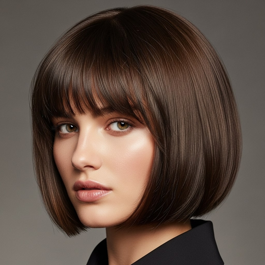 Classic Bob with Choppy Bangs hairstyle.