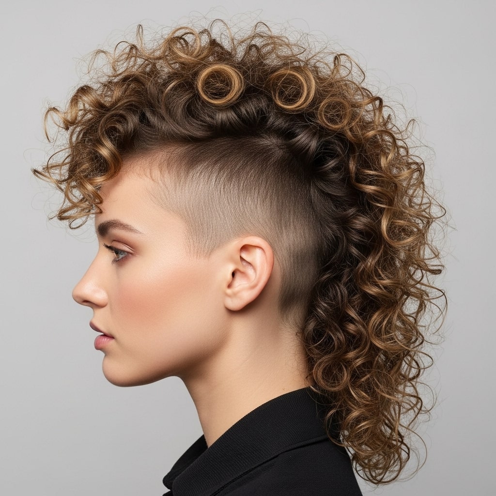 Curly Mohawk Mullet Hairstyle