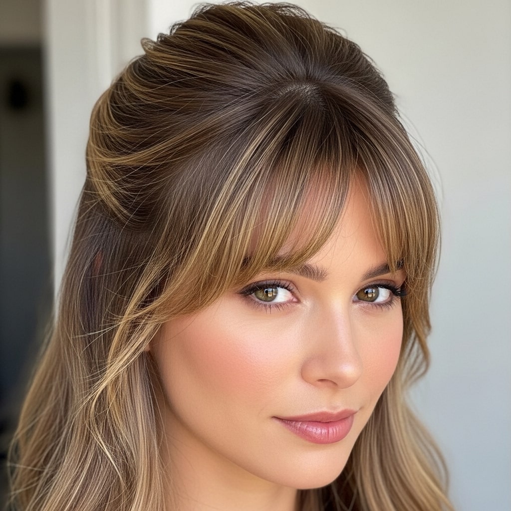 Half-Updo with Bangs Hairstyle