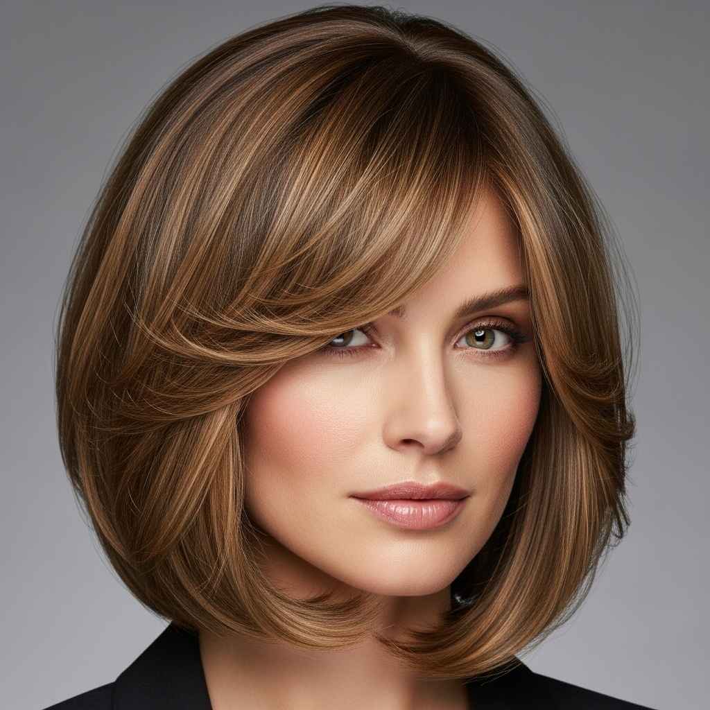 Layered Bob with Side-Swept Bangs