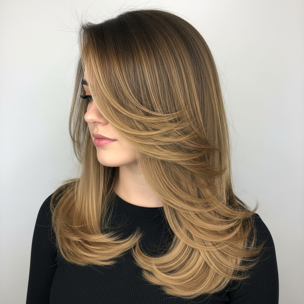 Layered French Balayage for Long Hair.