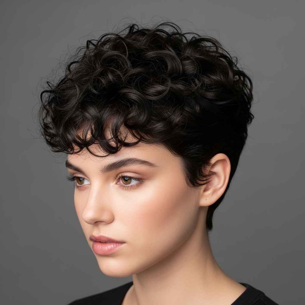 Lifted Curly Pixie hairs
