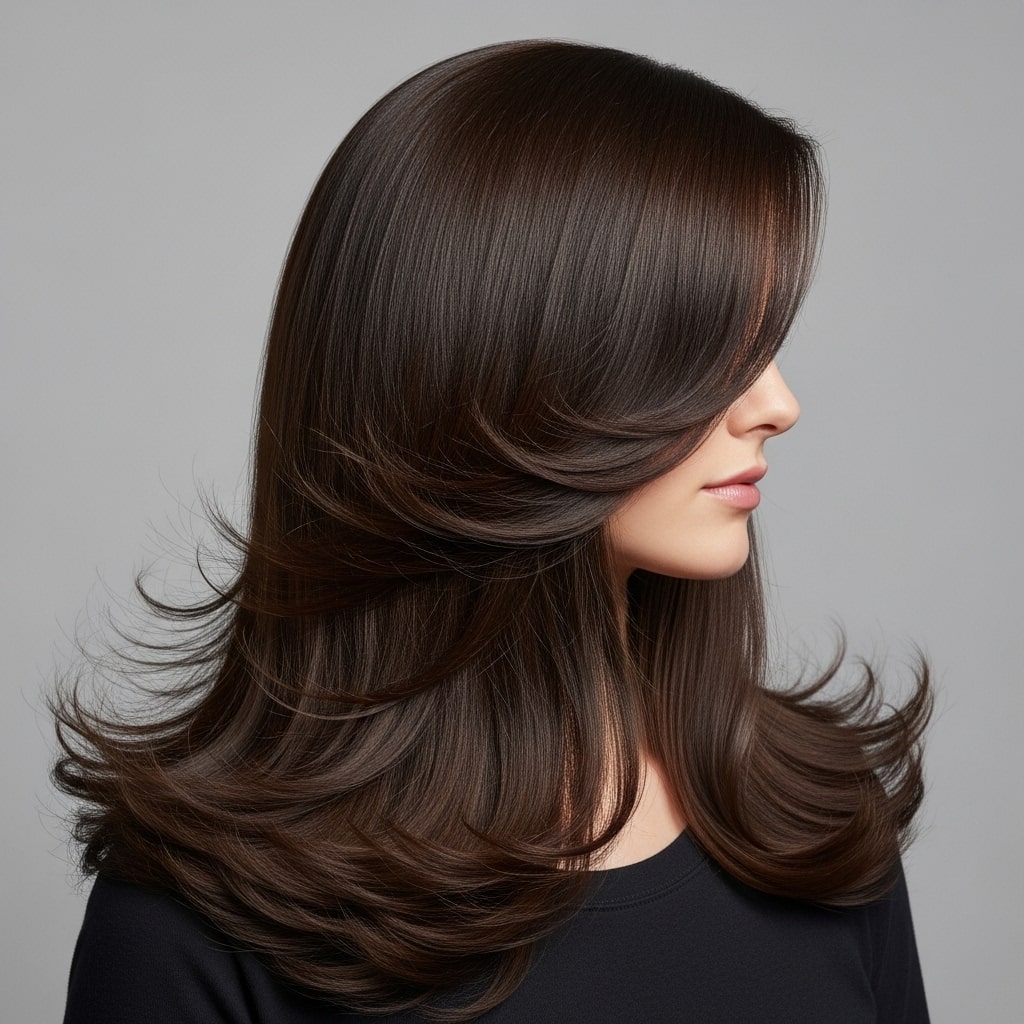 Long Flippy Ends Hair style.