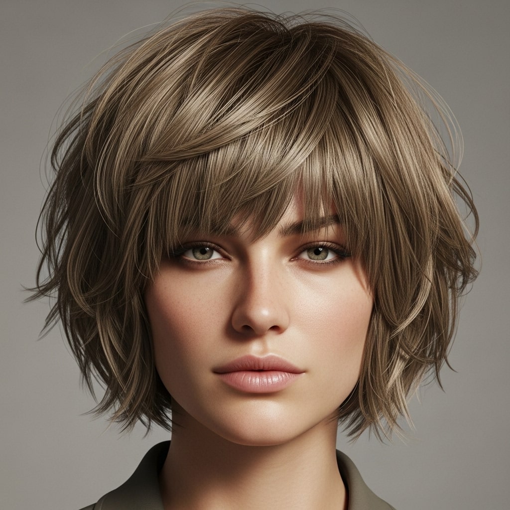 Long Pixie with Bold Bangs Hairstyle.