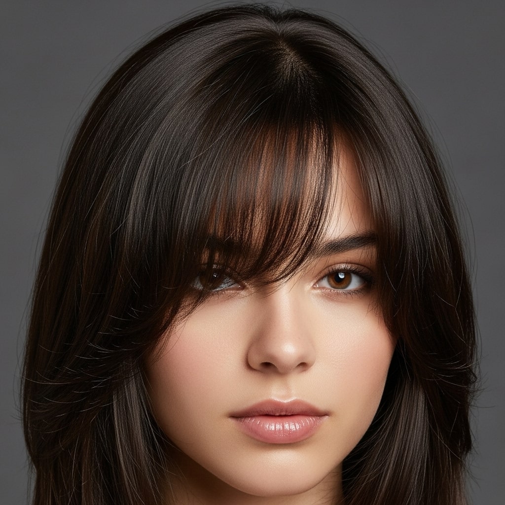 Long Wispy Bangs Hair style.