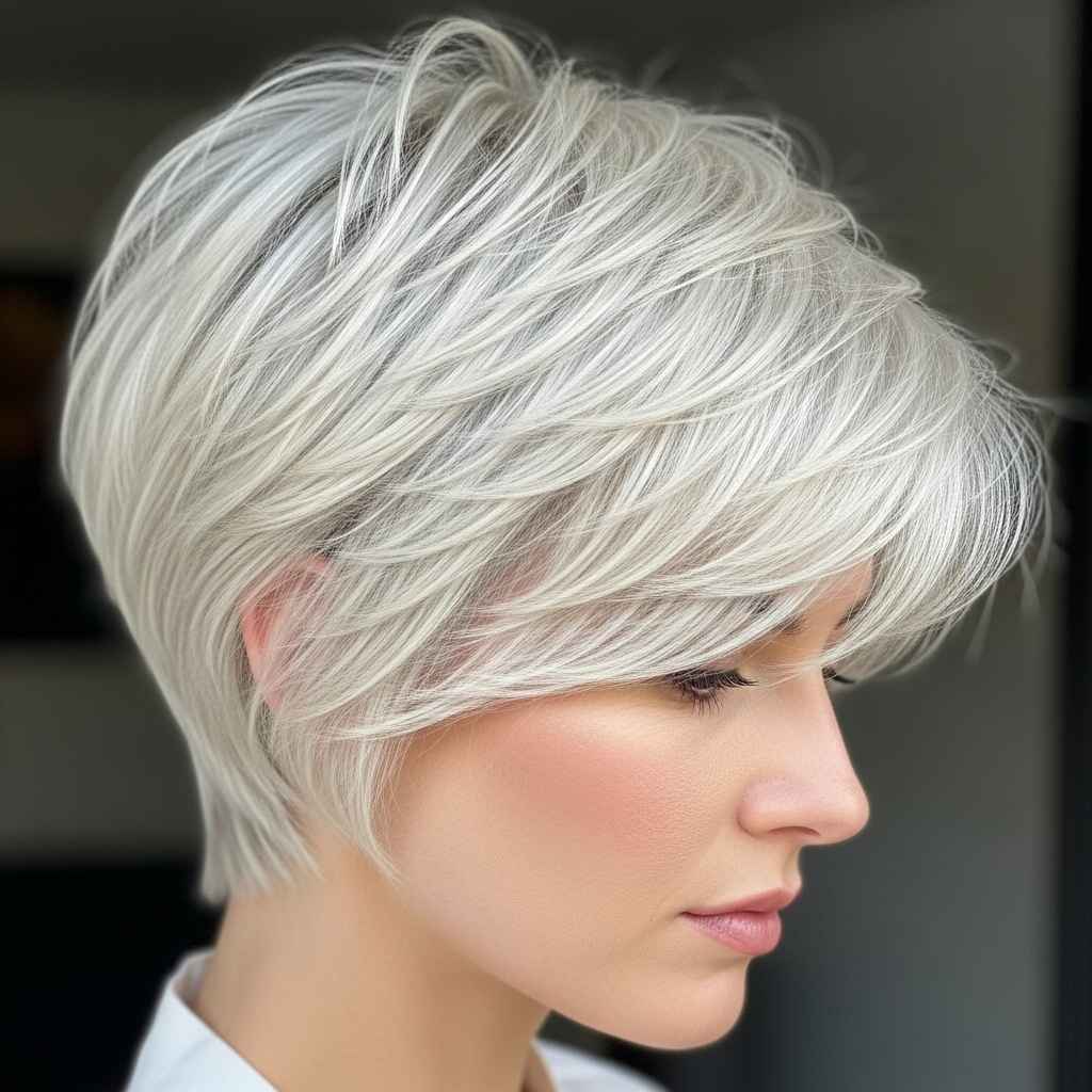 Platinum Blonde Pixie For Fine Thin Hair.