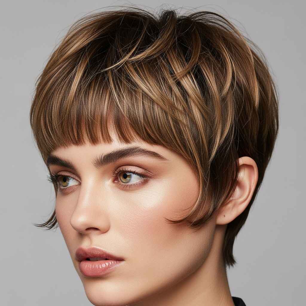 Pixie Cut with Bottleneck Bangs Hair.