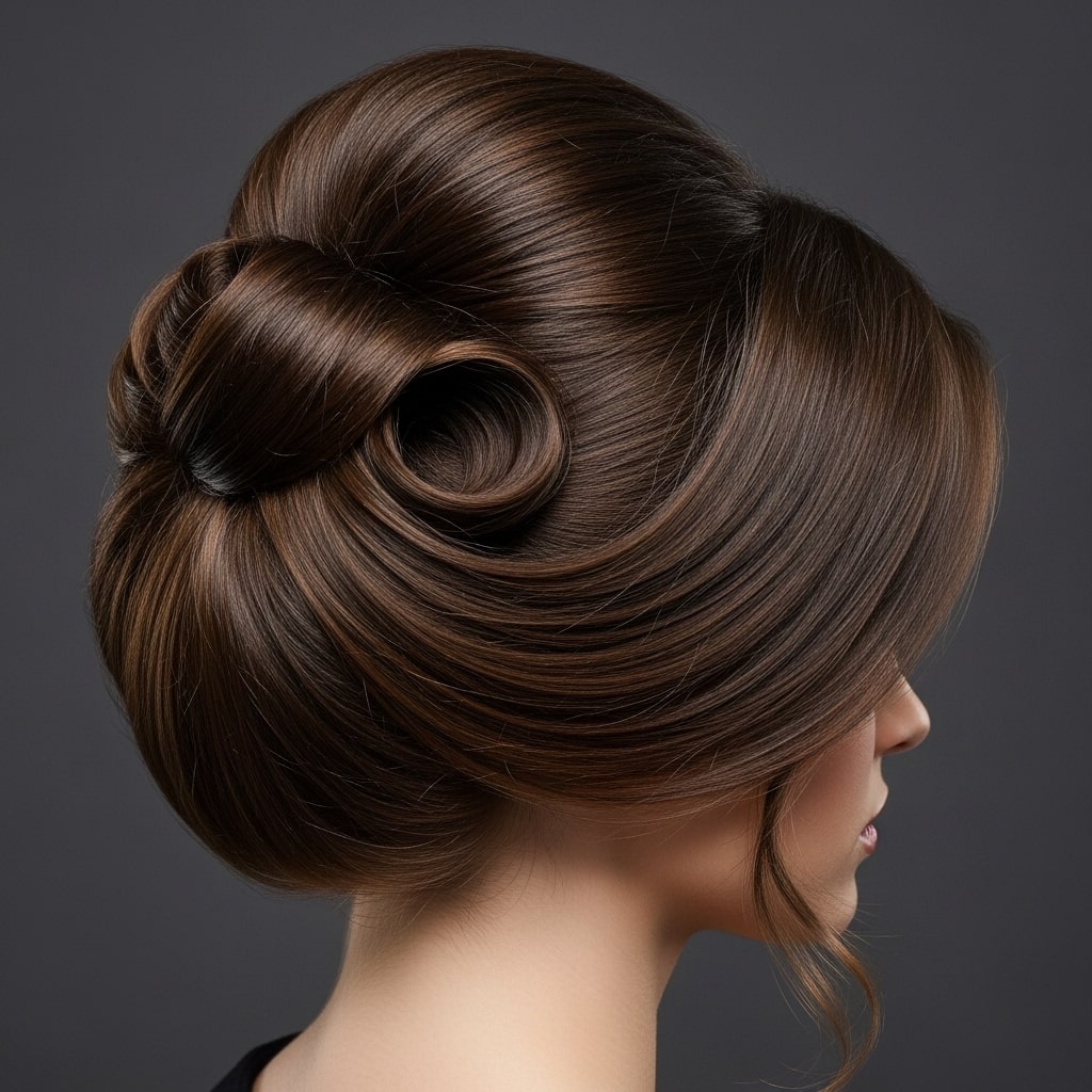 Retro Updo Hairstyle Long Hair.