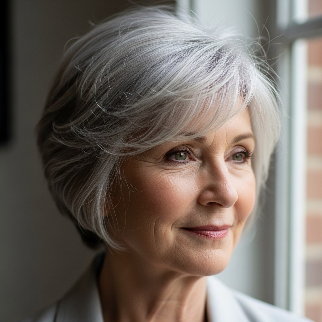 Short Feathered Cut hairstyle.