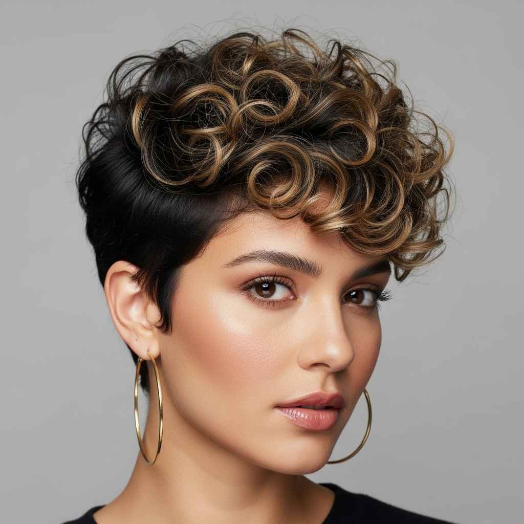 Short Pixie Haircut for Curly Hair.