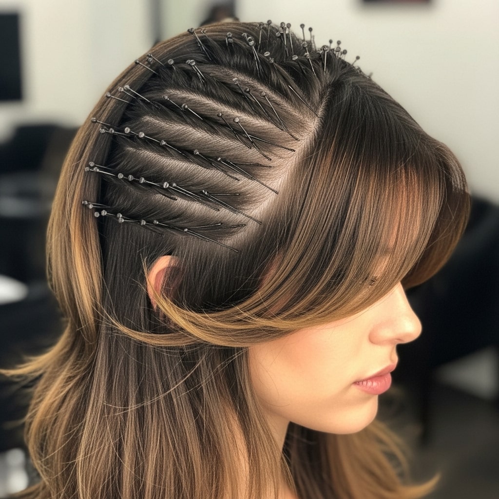 Stacked Bobby Pins Hairstyle