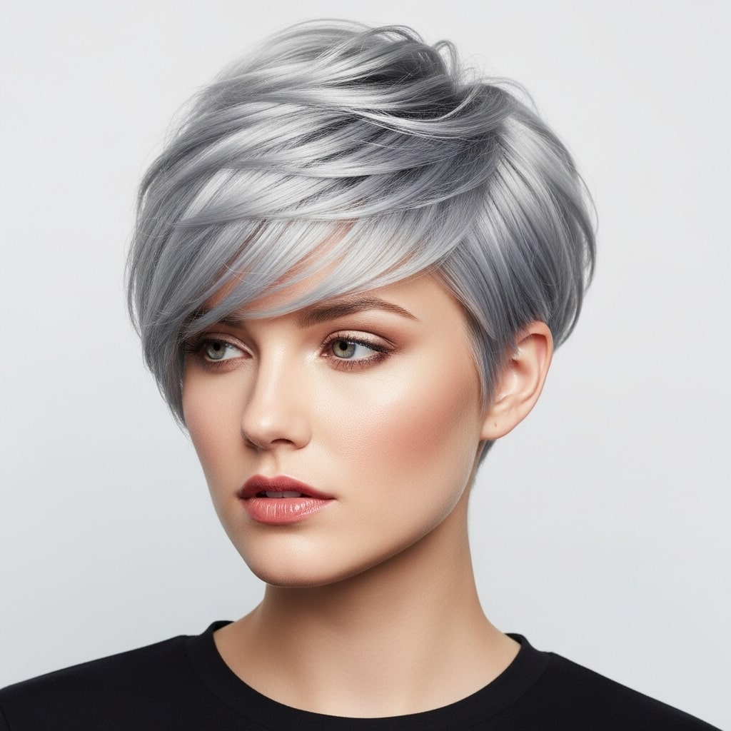 The Silver Pixie hair.
