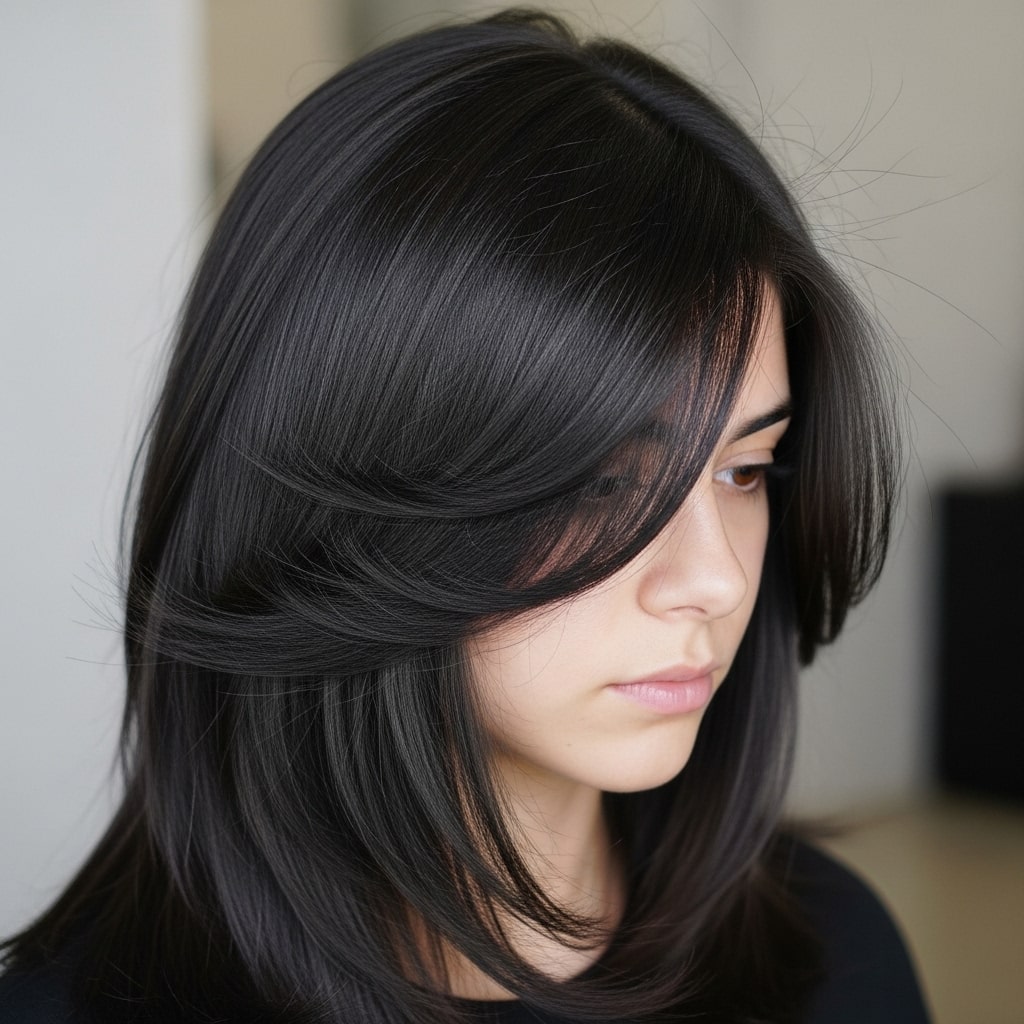 V-Cut Waist-Length Hair Long Layers