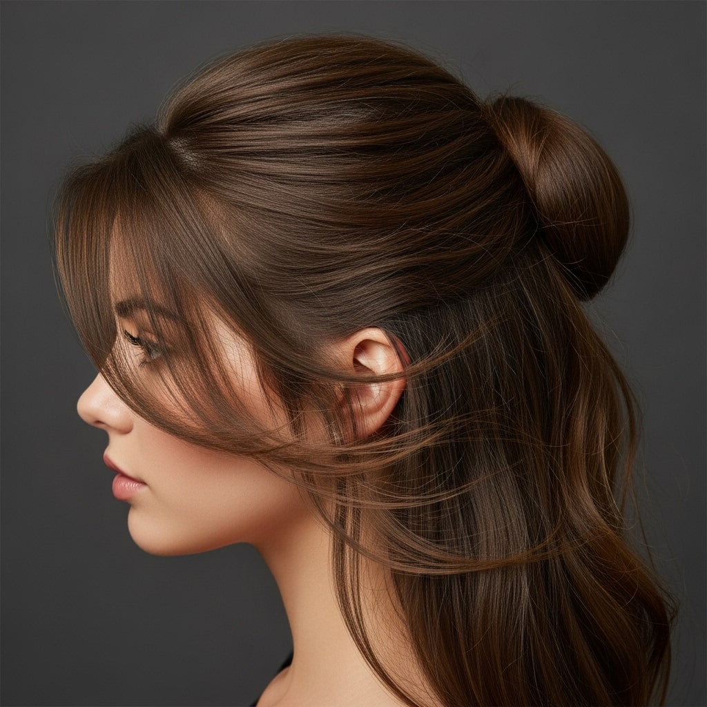 Wispy Layers Half Updo Hairstle