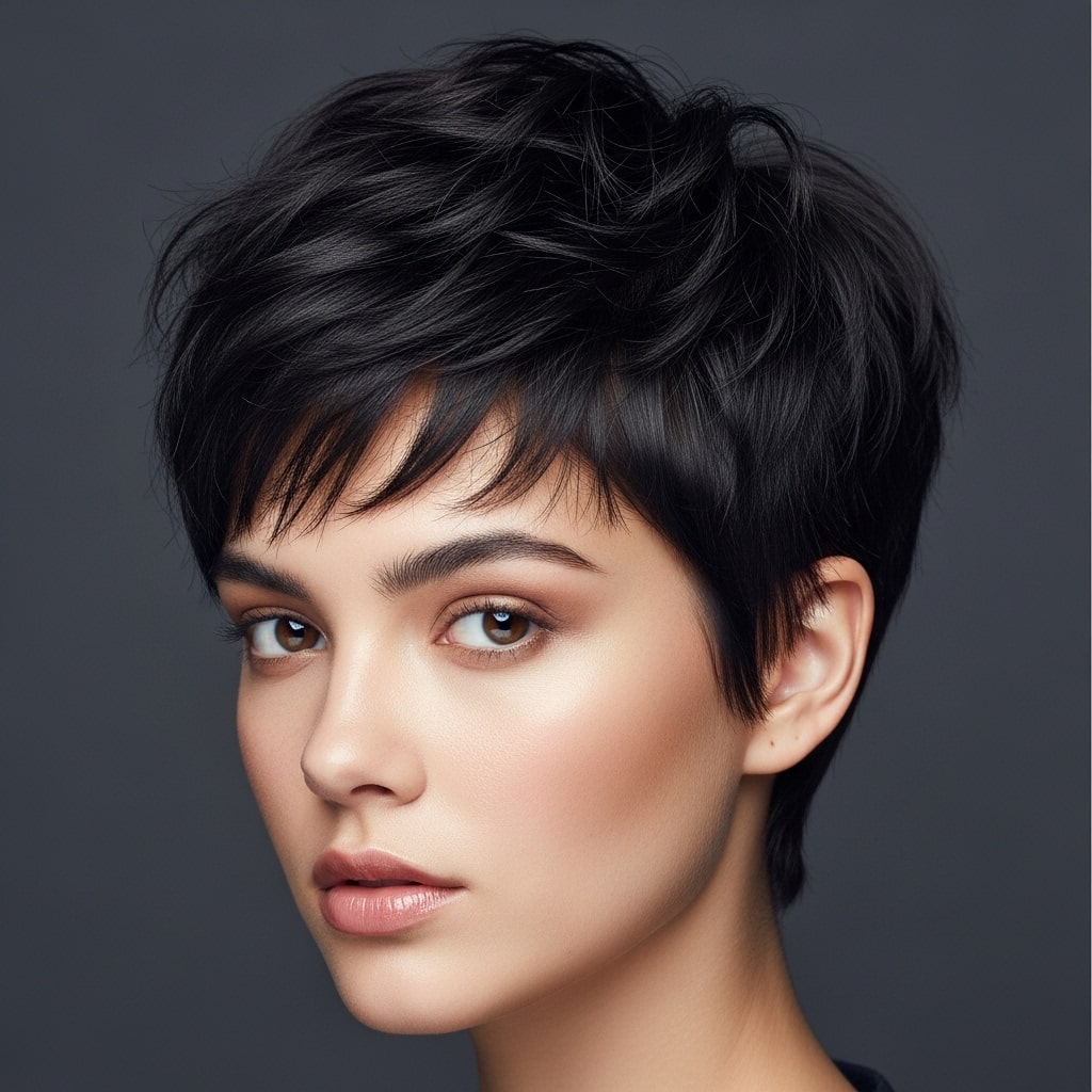 Chopped, textured pixie hair