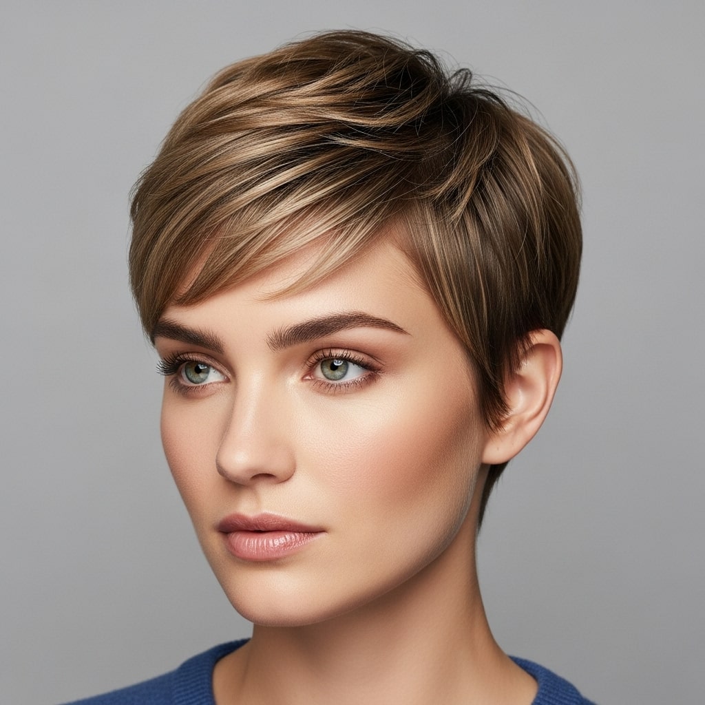 Short pixie hairstyles with sideburns