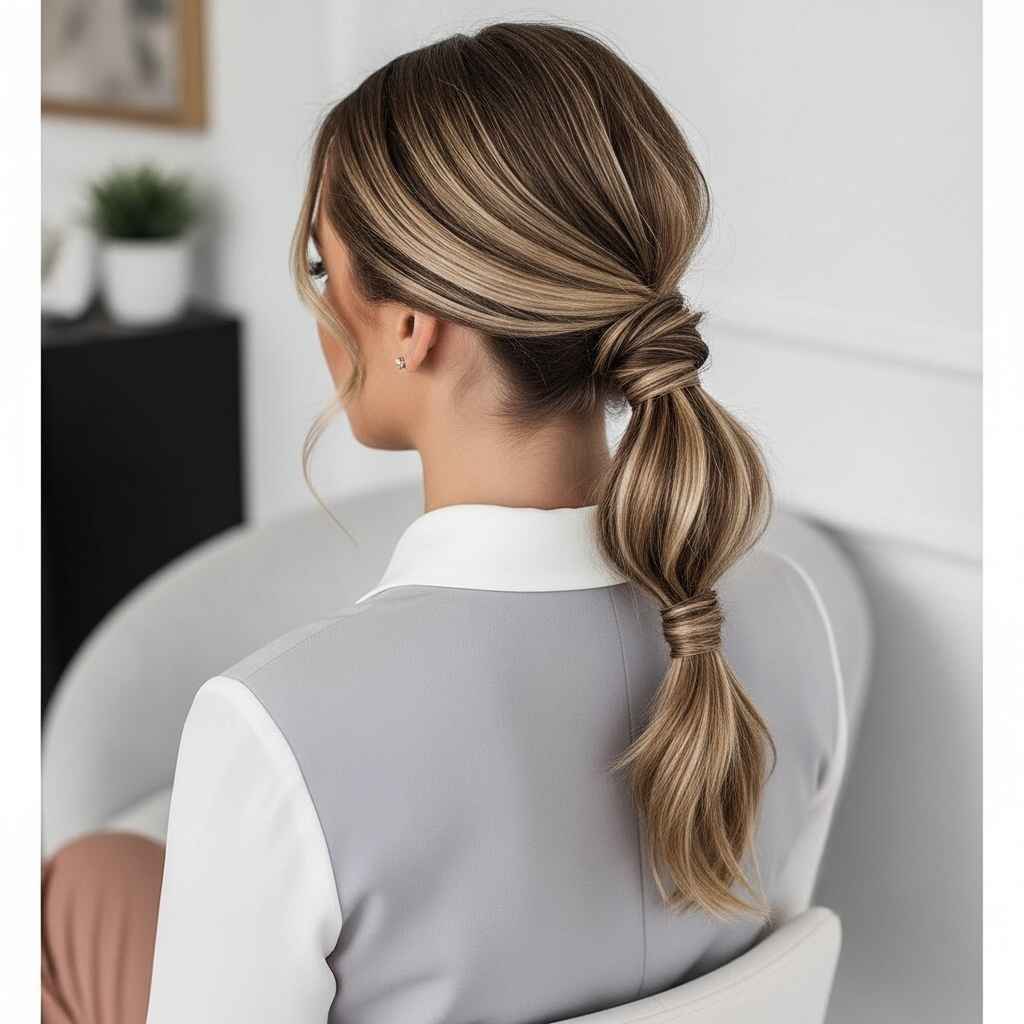 Twisted Ponytail Winter hairstyles.