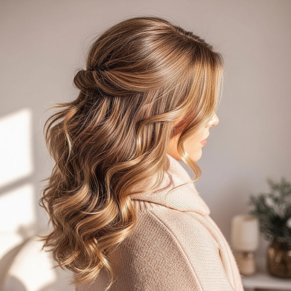 Side Part Loose Curls Haircut for Winter hairstyles.