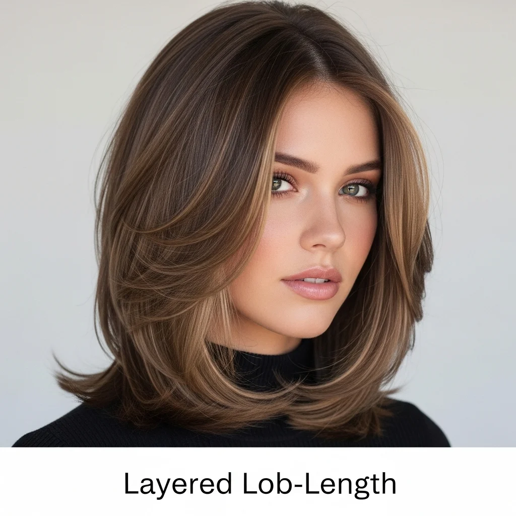 Layered Lob-Length Hairstyle for women
