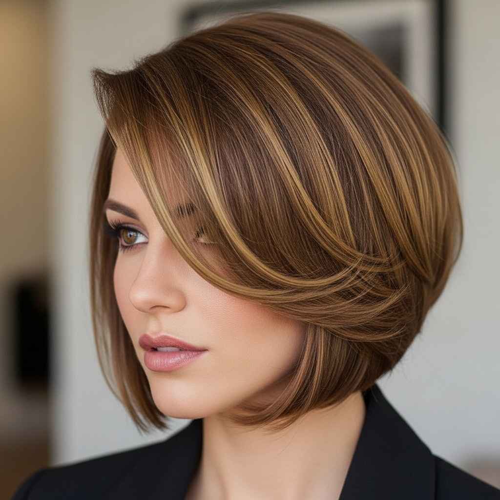 Side Parted Blunt Bob for Extra Volume