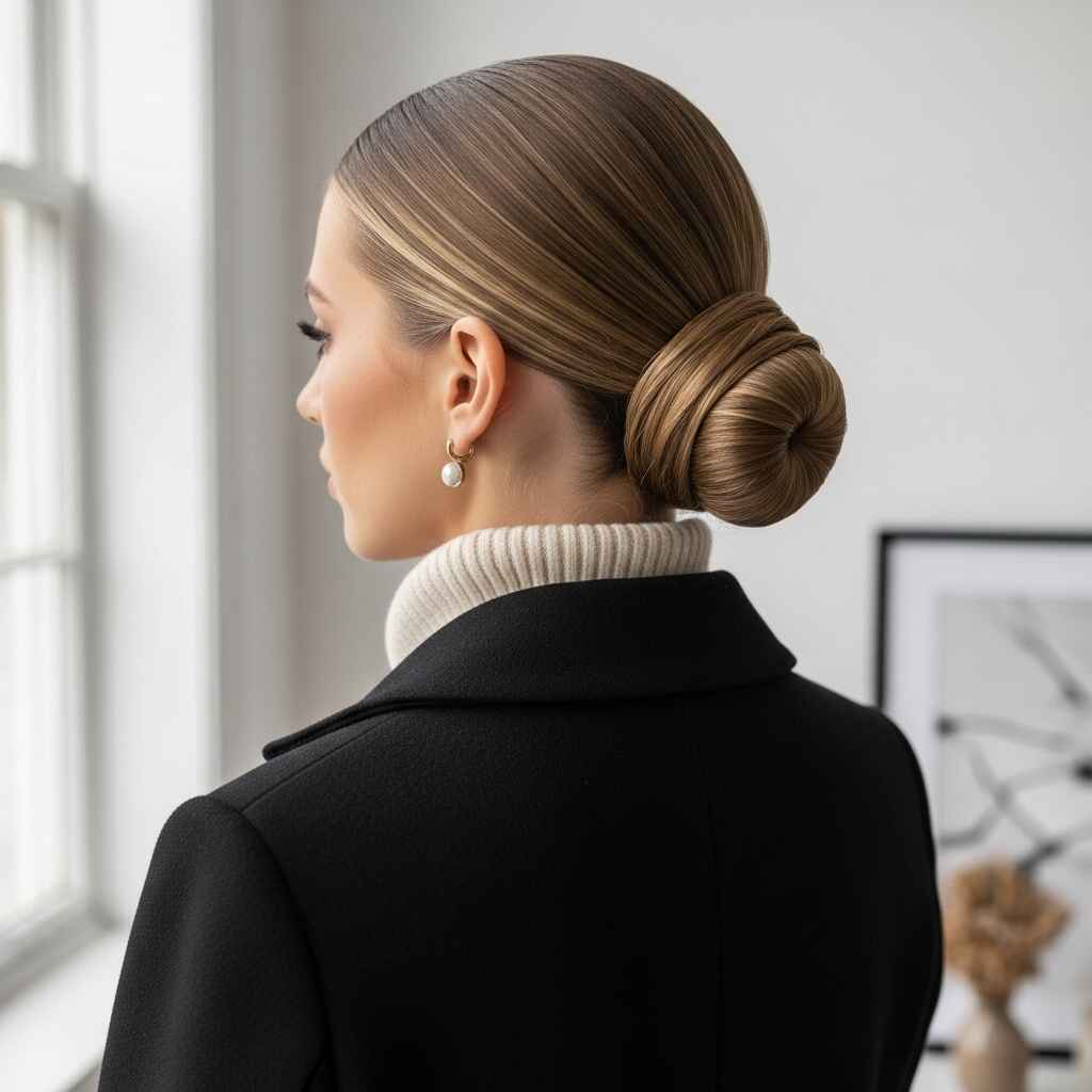 Sleek Chignon Haircut for Winter hairstyles.