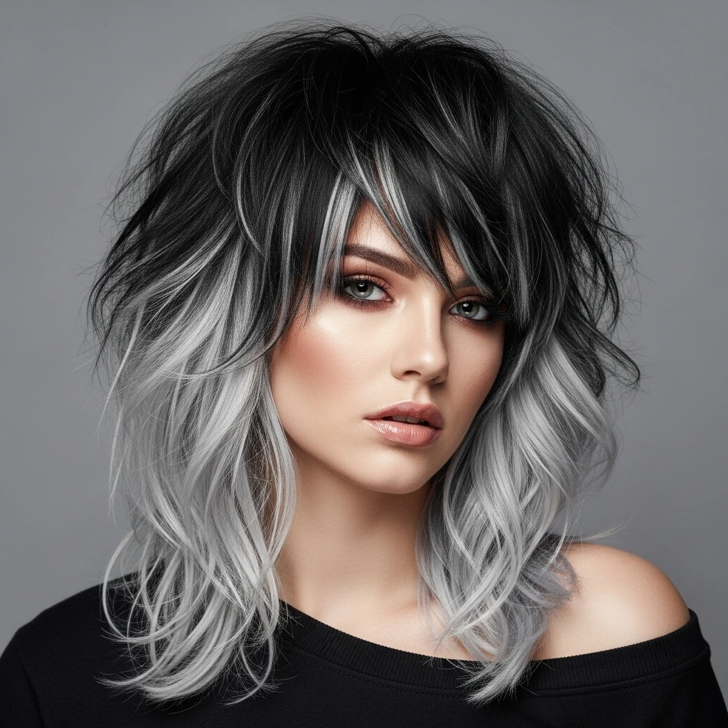 Two-Tone Choppy Cut Hairstyle for women.