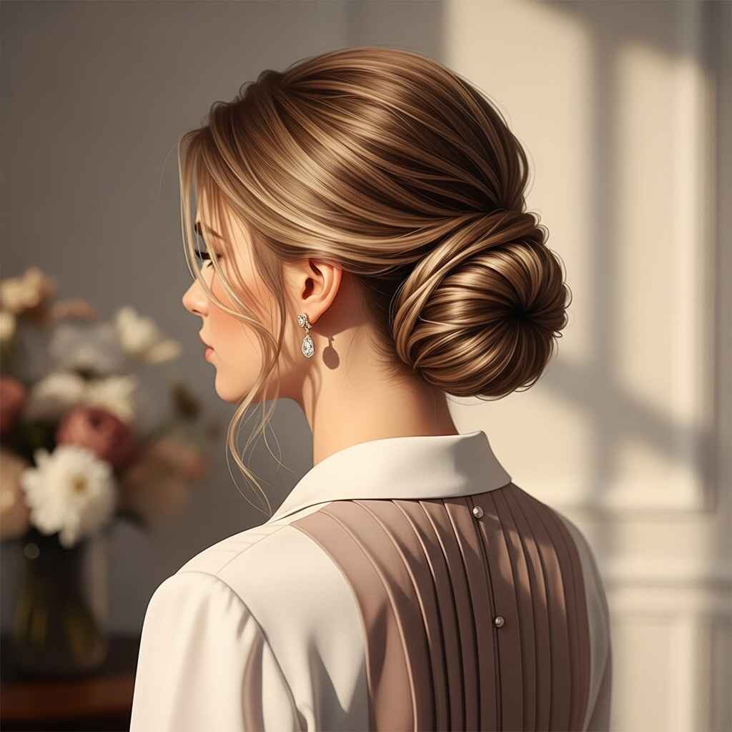 Off-Side Chignon Winter hairstyles.