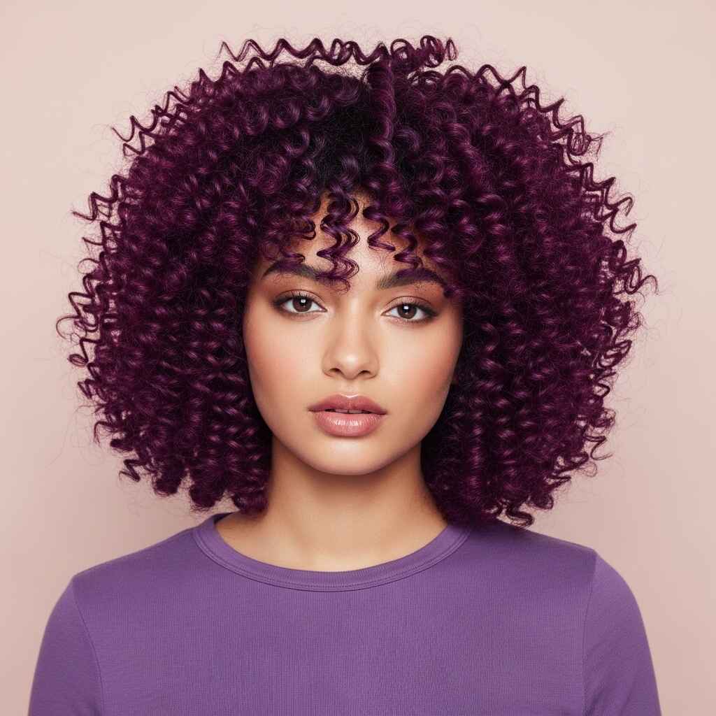 Plum Curls Hair Color