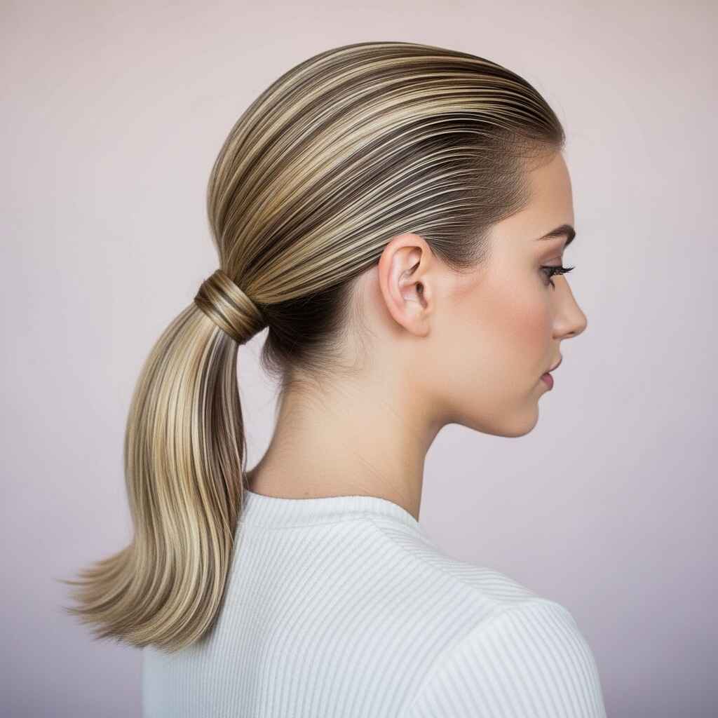Slicked Low Ponytail