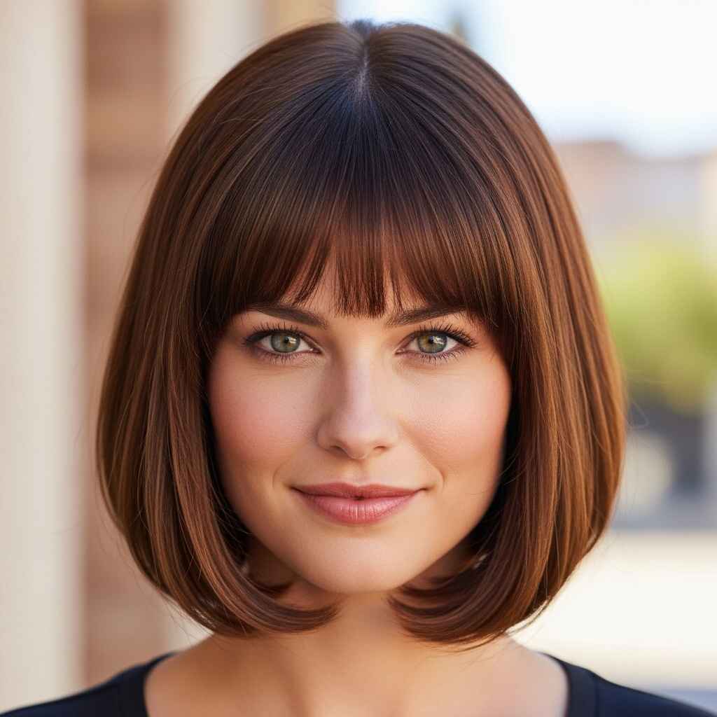 3. Chin-Length Hair with Bangs