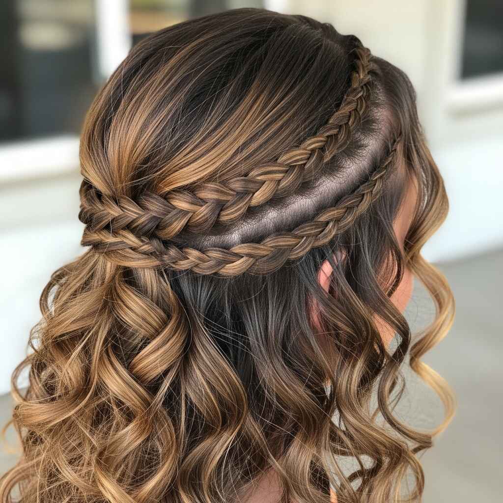 Double Dutch, Diamond, and Curly Side Braids hairstyle