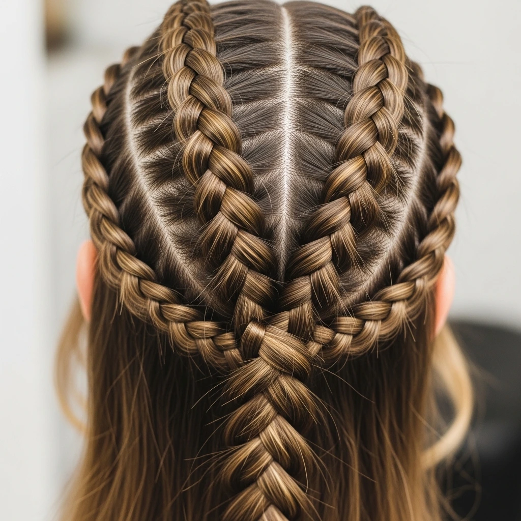French & Dutch Braids hairstyle.