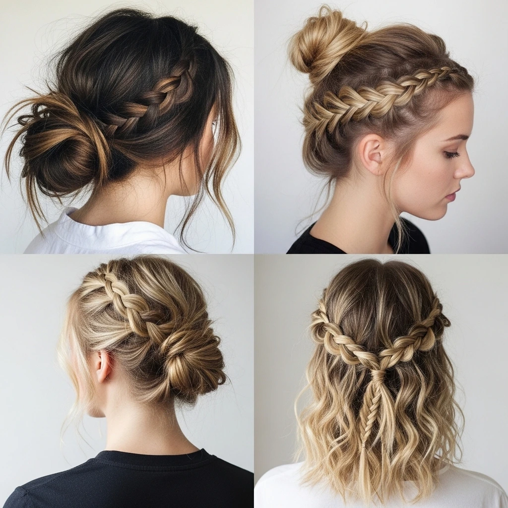 Messy Half-Up & Braided Styles