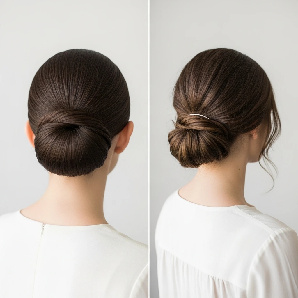 Simple Chignon & Tied Low Bun