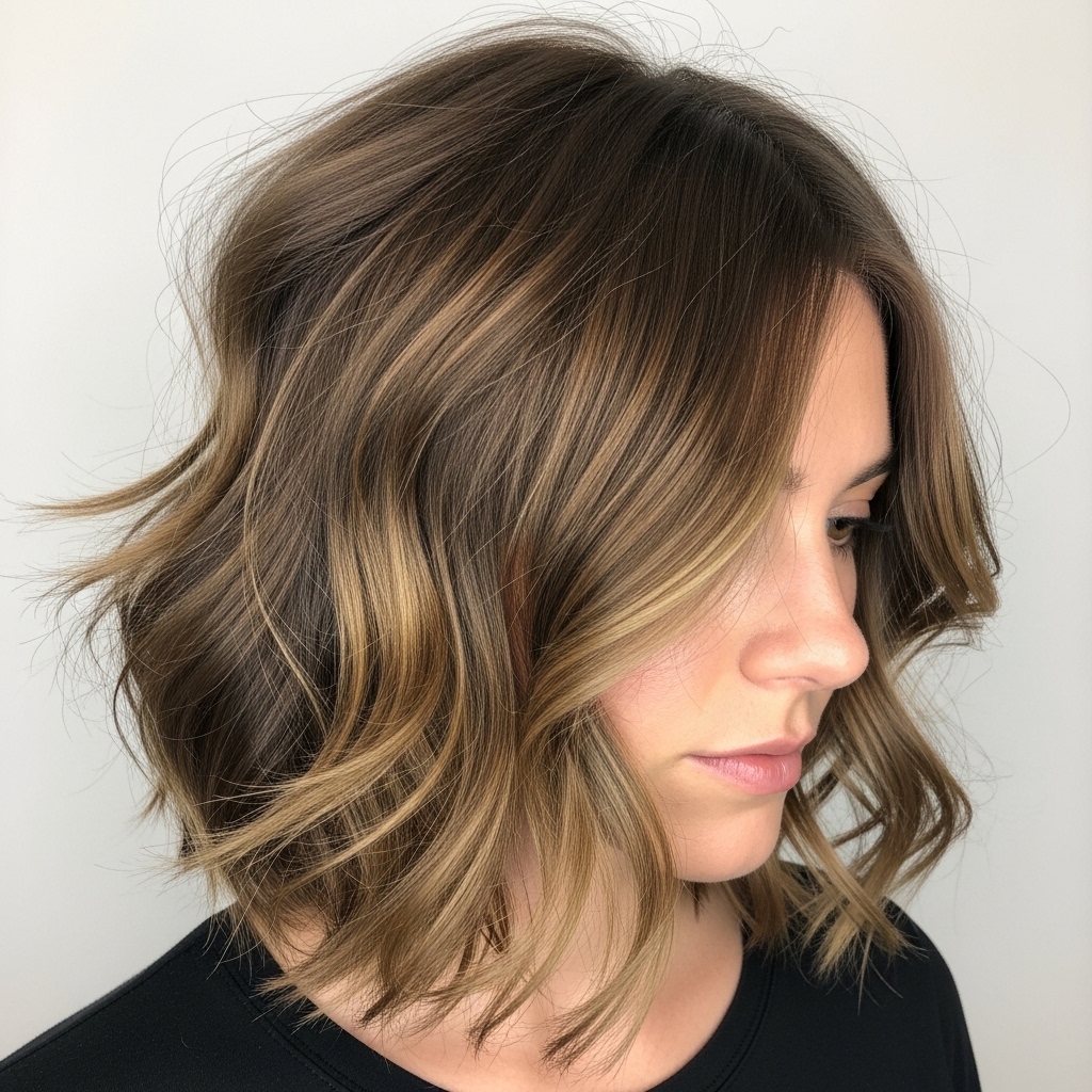 Textured lob haircut.