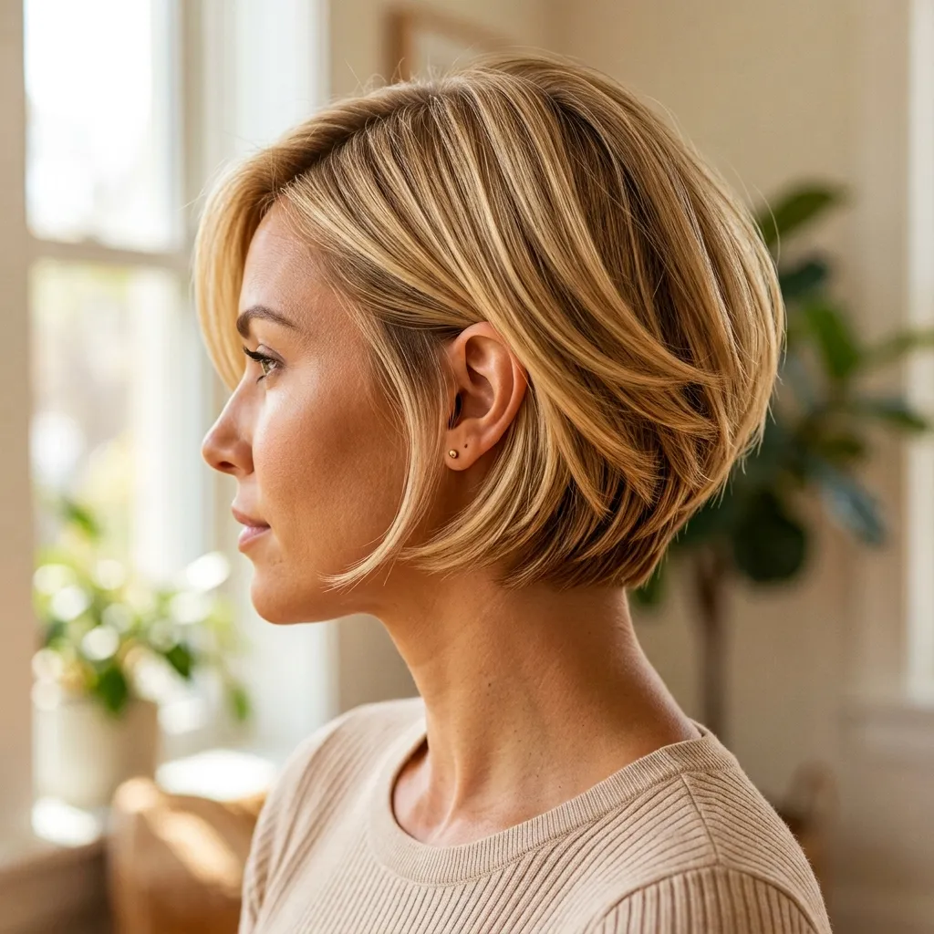 1. Buttery Blonde Stacked Bob for Added Dimension