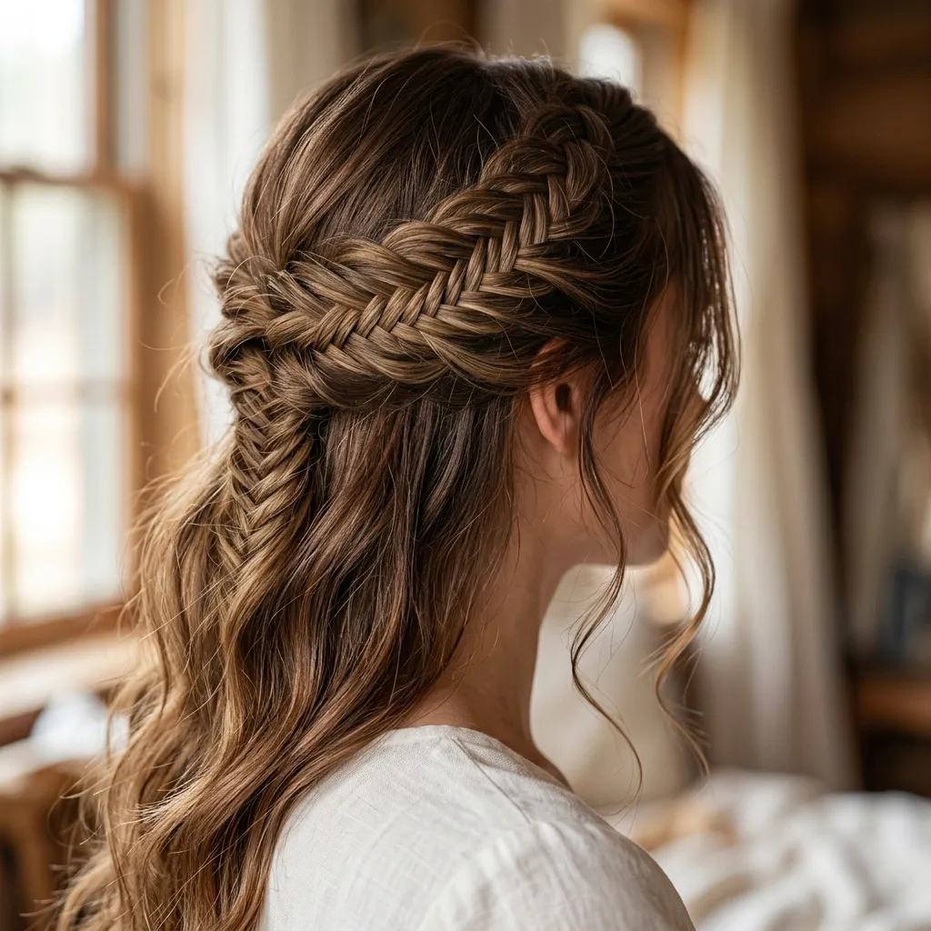 1. Classic Loose Half-Up Fishtail Braid