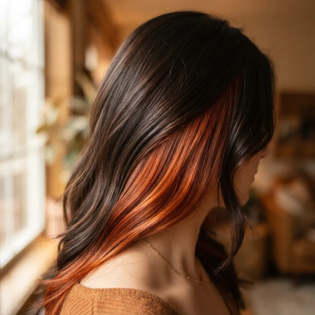1. Copper Peekaboo on Espresso Brown Hair