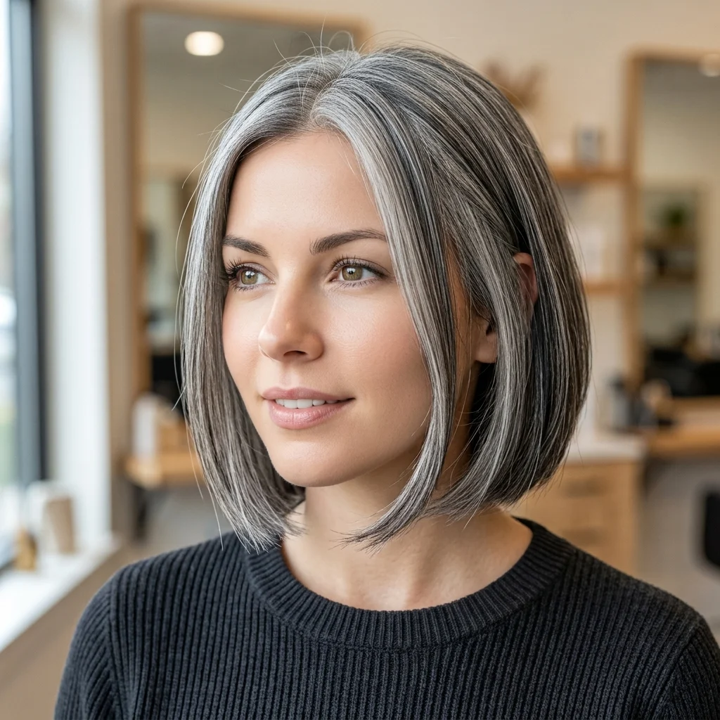 1. Natural Salt-and-Pepper Bob