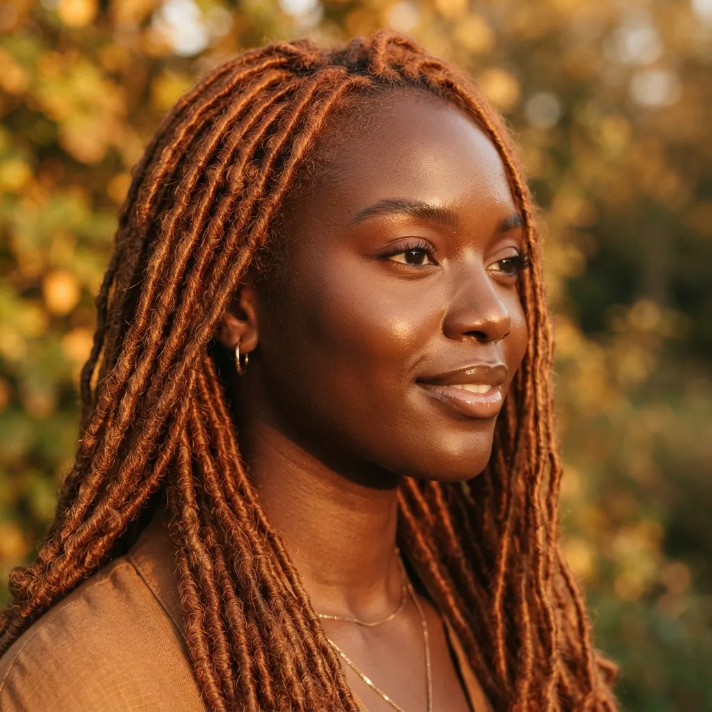 1. Thin Locs Hairstyles in Warm Copper for Depth and Movement