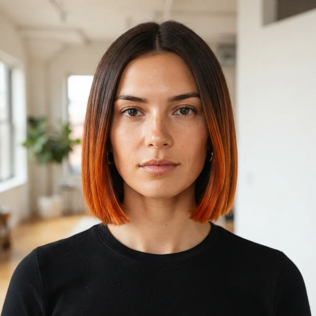 10. Copper Balayage on a Blunt Bob