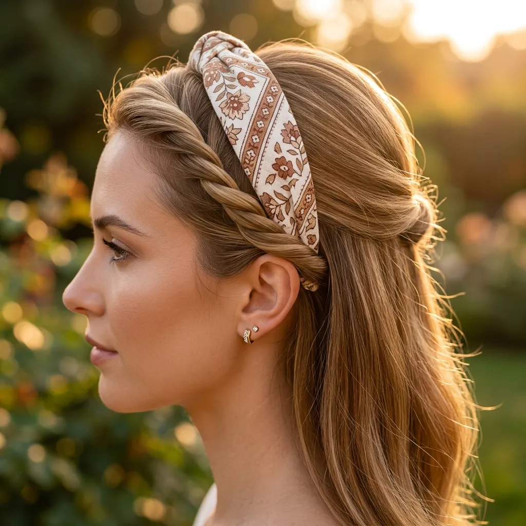 10. Headband Half-Up with Twists