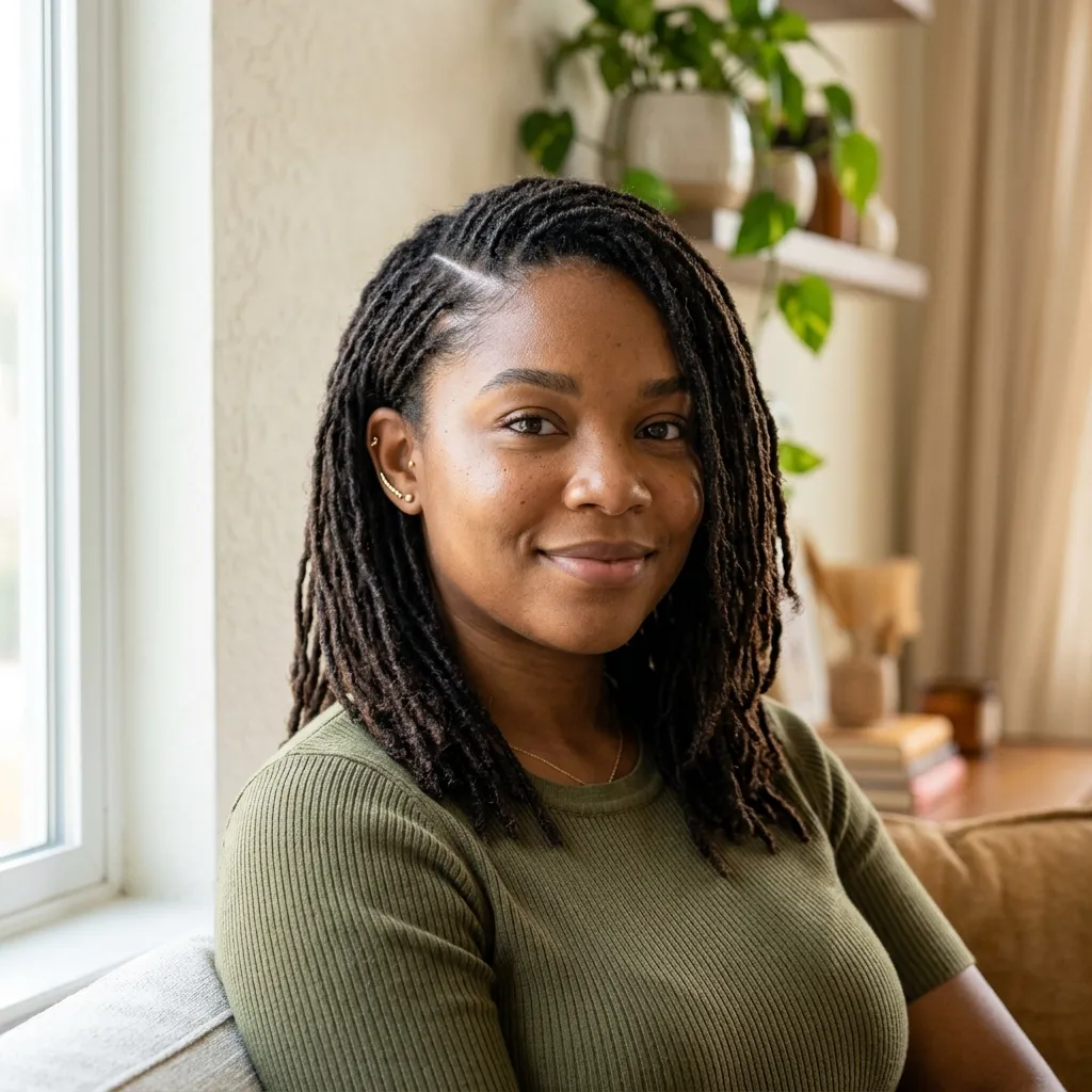 10. Round-Face Side-Part Invisible Locs