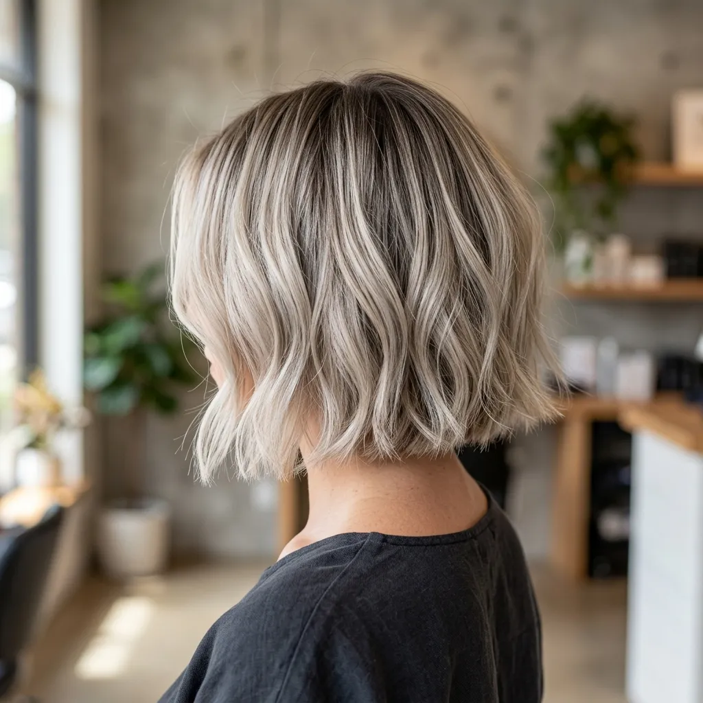 10. Shadow Root Ash Balayage for Short Hair
