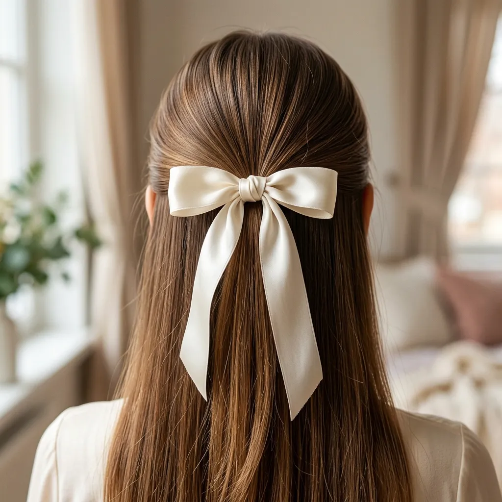 10. Silk Ribbon Half-Up Style