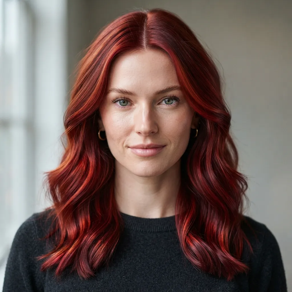 11. Cherry Copper Balayage for Cool-Toned Skin