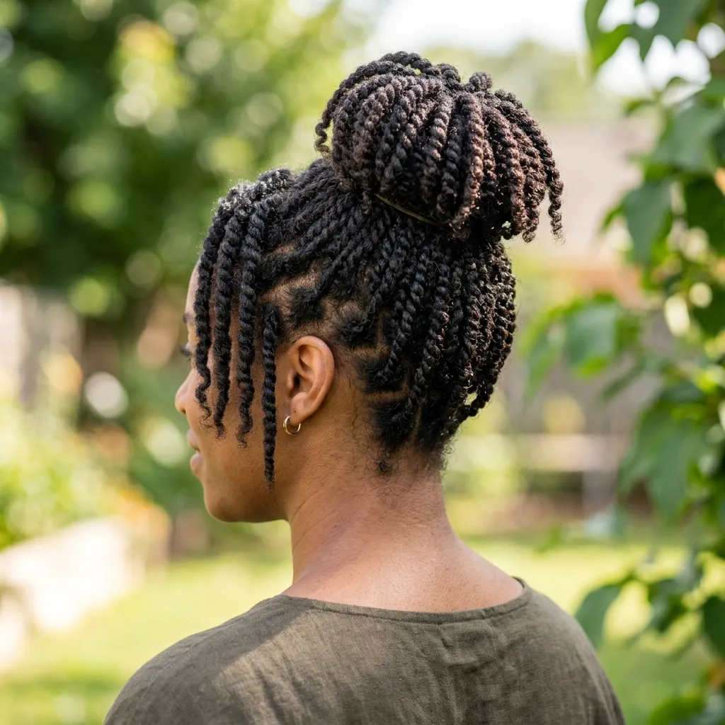 11. Compact Pineapple Updo for Short Locs